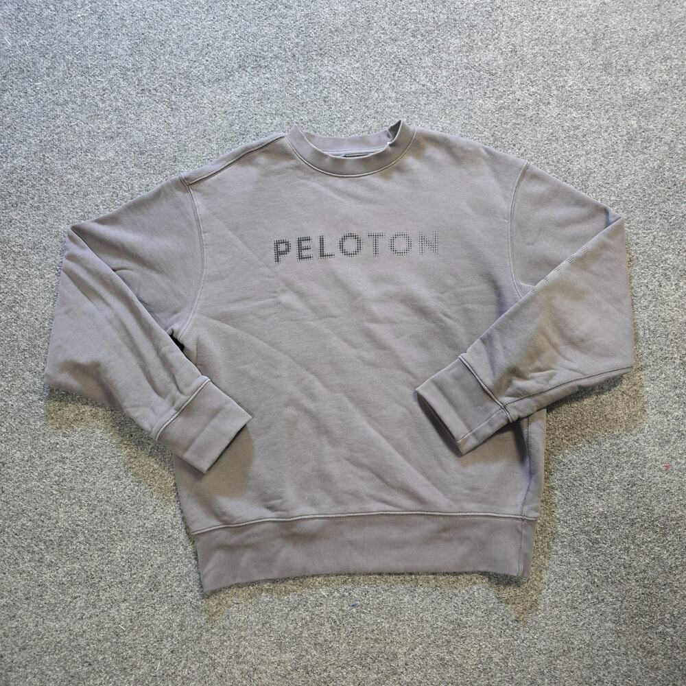 Peloton Sweatshirt Womens Medium Gray Logo Adidas Long Sleeve Capsule Athletic